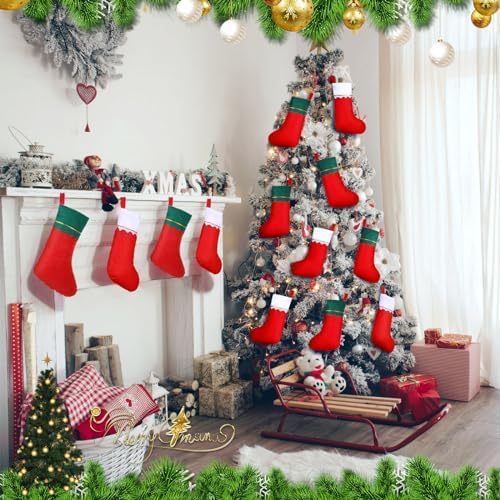 Zubebe 36 Pcs Christmas Stockings Bulk 15 Inch Felt, Red Green White - Image 4