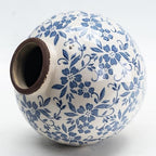 Blue and White Ceramic Vase 8”, Vintage Decorative Pottery Floral Vase for Hydrangeas, Crackle Glaze Chinoiserie Vase for French Country Rustic Farmhouse Coffee Table & Mantel Decor - Image 2