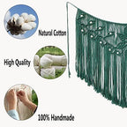 Youngeast Home Decor Leaf Shape Macrame Wall Hanging Woven Tapestry Bedroom Curtain Fringe Garland Banner Living Room Wall Decor Dark Green 39X31 inches - Image 5