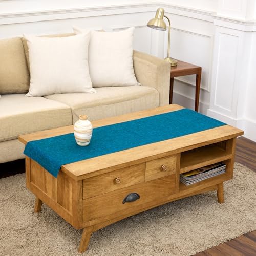 Solino Home 100% Pure Linen Dining Table Runner Teal, Athena 14 x 60 in by SolinoHome