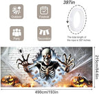 7x16FT Skeleton Break Wall Halloween Garage Door Banner Skeleton Pumpkin Spider Happy Hallowen Garage Door Cover Decoration for Hallowen Decoration - Image 4