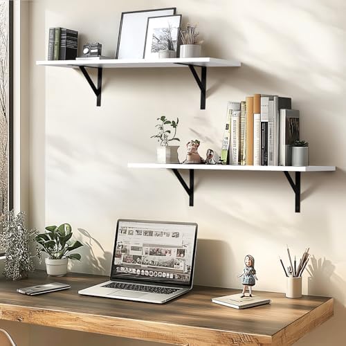 Tectocker-DOU 31.5" Long Floating Book Shelves for Wall, Heavy Duty, White - Image 5