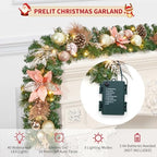 Garvee 9 ft Christmas Garland with Lights for Mantle, Rose Gold - Image 7