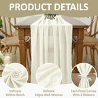 MDS Pack of 20 | Ivory | 10ft Chiffon Table Runner 29x170 Inches Long Romantic Rustic Sheer Gauze Runner for Wedding Bridal Shower Birthday Banquets Engagement Spring Easter Boho Decorationss - Image 5