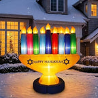 Zion Judaica 7' Colorful Inflatable Hanukkah Menorah for Indoor or Outdoor Decoration with LED Night Glowing Lights Hanukah Lawn Blowup Menorah - 7' x 7' (Multi-Color) by ZionJudaicaLtd