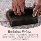 CPC Tablecloth 100% Cotton 72x160 Inch Indian Block Print Rectangle Table Cover, Gray Pink Table Cloth for Weddings, Spring/Summer, Barbeque - Labra Gray - Image 5