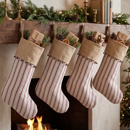 Skylety 4 Pack Christmas Stockings 20 Inch Red Stripe Christmas Stockings by Skylety