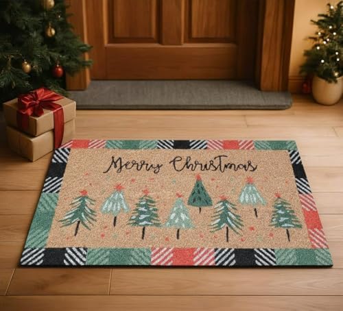 Folkulture Christmas Door Mat Outdoor, Eco Friendly Christmas Door Mats for Front Door, 28 X 16 Inch Welcome Matt or Doormat for Home Entrance, Durable & Anti Slip Coir Door Mats - Merry Christmas by Folkulture