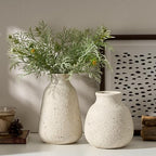 Ceramic Vase Set of 2 for Home Decor, Handcrafted Sesame Dot White Rustic Terracotta Vases, Vintage Farmhouse Decor, Minimalist Decorative Vases for Table Centerpiece Fireplace Nightstand Decoration - Image 6