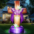 8 Ft Easter Inflatable Cross Outdoor Decoration, Blow Up He is Risen Yard Decorations with Built-in LED Lights Easter Party Decor Yard Garden Lawn Indoor Outdoor Home by TURNMEON