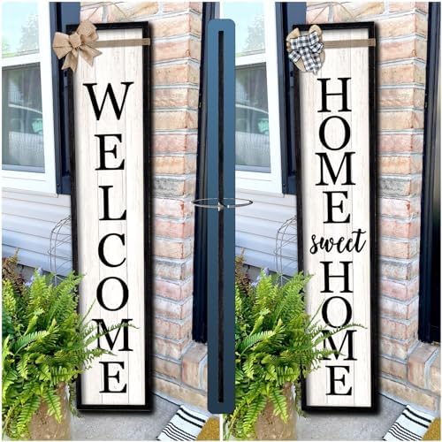 Surfapans Outdoor Welcome Sign for Front Porch 2 Sided 45"X9" Black by Surfapans