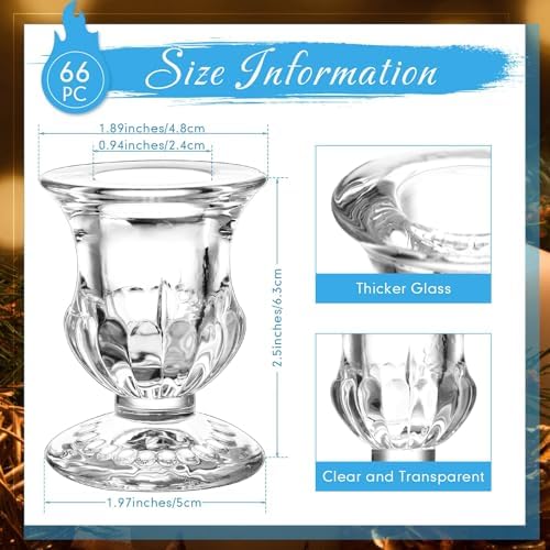 66 Pcs Clear Glass Candlestick Holders Taper Candle Holder Bulk 2.5 Inch Candle Stick Holder for Table Centerpiece Mantel Wedding Housewarming Gift Rustic Vintage Valentines Dinning Decoration (Clear) - Image 2