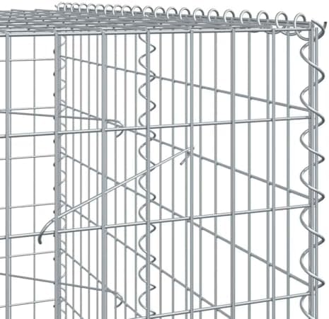 vidaXL Gabion Basket with Cover - Durable Outdoor Rectangular Gabion Cage 137.8"x39.4"x78.7" - Galvanized Iron, Tool-Free Assembly, Uses for Garden, Privacy Screens, Retaining Walls - Image 4