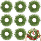 Zeyune 8 Pcs 14" Christmas DIY Green Wreath Artificial Wreath, Norfolk Pine by Zeyune
