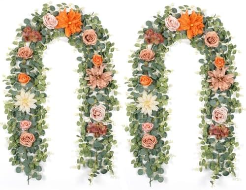 Waipfaru 6Ft Fall Garland Decor, 2 Pack Eucalyptus Flower Garland for Table by Waipfaru