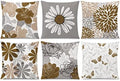 Brown Grey Throw Pillow Covers 20x20 Set of 6, Neutral Floral Home Decor by Unknown