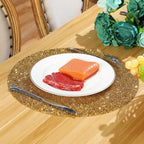Blulu 4 Pieces Round Rhinestone Placemat Glitter Sparkle Table Mat,Gold - Image 7