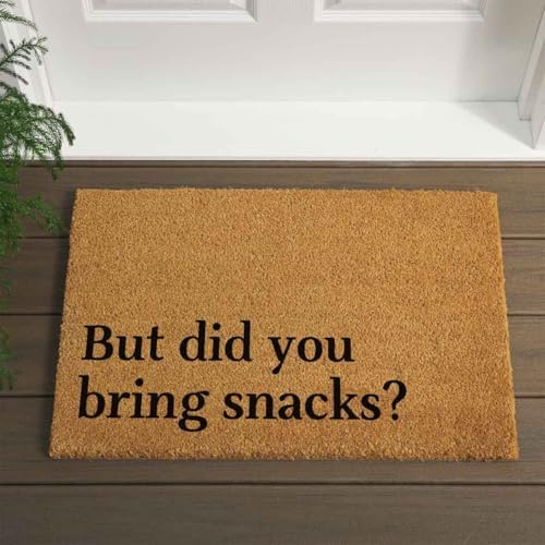 Coir Doormat 'But Did You Bring Snacks' - 23.6 x 15.7 Inch, Water Resistant, Non-Slip, Machine Made, Modern Style - Image 4