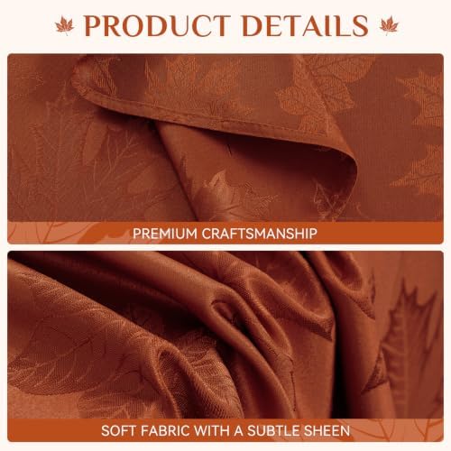 Softalker Fall Jacquard Rectangle Tablecloth, 60 x 144 Inch Rust - Image 5