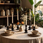 Mumufy 6 Pcs Wooden Candle Holders, Wood Taper Candlestick Holders Vintage Rustic Farmhouse Mid Century Candle Stand Set for Table Centerpiece, Wedding, Dining Table, Mantel and Home Decor (Black) - Image 3