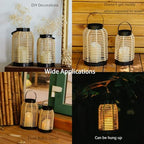 14in Lanterns Decorative for Home Decor- Decorative Candle Lanterns w/ LED Candles- Boho Rattan Woven Hanging Black Lanterns Decor for Indoor, Outdoor, Patio & Porch, Tabletop, Fireplace & Mantle - Image 6