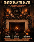 Halloween Fireplace Decor Set with LED Lights Black Vine Garland for Mantel - Image 4