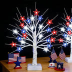【Timer】 2 Pack 4th of July Decorations Patriotic Red White and Blue Tree Lights with 24 LED Stars, USB/Battery Operated Fourth of July Lights for Indoor & Outdoor Independence Day Decor - Image 2