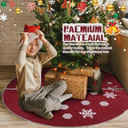 Large Christmas Burlap Tree Skirt Snowflake,84 Inch,Red - Image 6