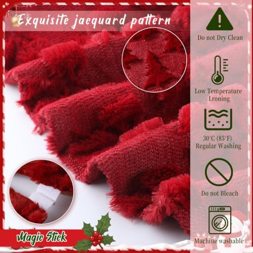 Civaner 48in Burgundy Tree Christmas Tree Skirt Faux Fur - Image 3