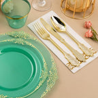 Bestluck 350PCS Clear Green Plastic Plates for 50 Guests - Image 4