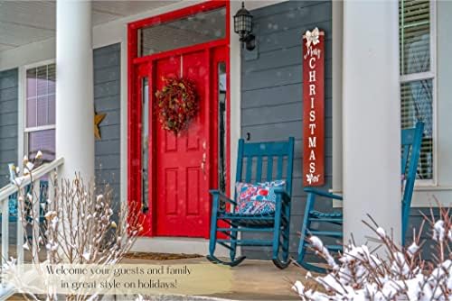 2in1 Merry Christmas Welcome Sign for Front Door Standing, Happy Thanksgiving Sign for Front Porch Standing, Christmas Porch Sign,Outdoor Wooden Interchangeable 4ft Tall Vertical Wood Holiday Fall Signs. - Image 3