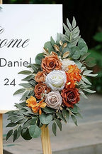 Olalaka Artificial Flower Swag Set of 2 for Wedding Welcome Signs Floral Decorations, Burnt Orange Wedding Arch Flowers for Wedding Ceremony - Image 5