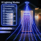 Glooglitter 11.5ft Hanukkah Menorah Lights Outdoor Decor Blue Waterfall LED - Image 3