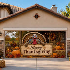 Thanksgiving Garage Door Banner 157 x 71 In Turkey Happy Thanksgiving Garage Door Cover, Rustic Fall Harvest Outdoor Garage Door Decorations with 393.7 In Rope for Thanksgiving Home Decor - Image 7