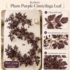 9FT Plum Cimicifuga Seeded Garland,Artificial Fall Leaf Garland for Mantel - Image 2