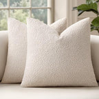 MIULEE 26x26 Decorative Euro Sham Boucle Couch Pillow Covers Beige by MIULEE