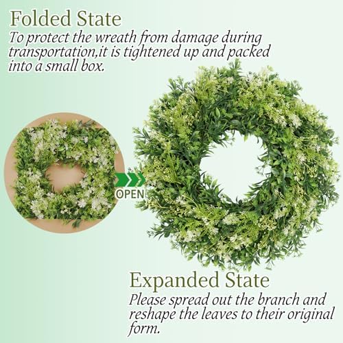28 Inch Large Eucalyptus Wreaths for Front Door Artificial Green Leaves Greenery Indoor Outdoor Wreath Home Decor Porch Window Wall Farmhouse Door Decorations Spring Summer Fall All Seasons - Image 6