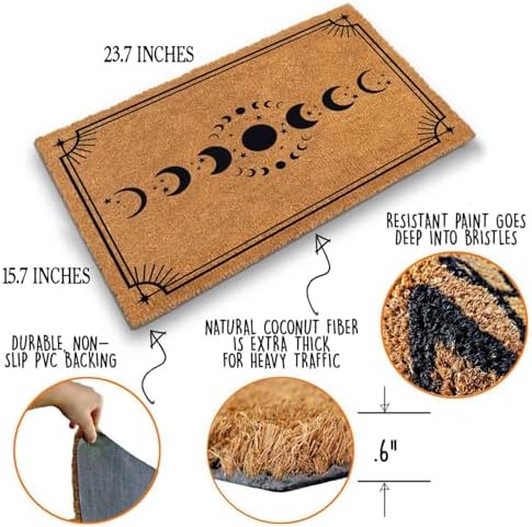Funny Coir Doormat with Moon Phases - Front Door Mat, Entryway Welcome Mat, 23.7 x 15.7 inch - Image 4