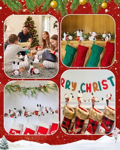 Minetom Christmas Stocking Holders for Mantle Set of 4, 3D Resin Snowman Figurines Stocking Hangers, Home Xmas Decorations for Fireplace Mantel Table Garland - Image 6