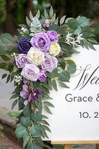 Olalaka Faux Flower Swag Set of 2 for Wedding Welcome Signs Floral Decorations, Purple Wedding Arch Flowers for Wedding Ceremony (Lilac & Purple & Cream) - Image 4