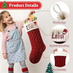 Personalized Christmas Stockings,Custom Embroidered Name & Monogram Knit Stockings for Kids,Family - Intertwined Cable Knit 18" Christmas Stocking for Fireplace Holiday Decor(3 Pack) - Image 2