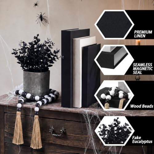 Pinkunn 5 Pcs Gothic Decorative Books with Fake Plants Bead Garland Hemp - Image 4
