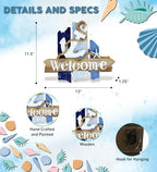 CoTa Global Atlantic Anchor Welcome Nautical Decor Sign - Nautical Themed Wood Sign, Beach Decor for Wall, Novelty White and Blue Starfish and Anchor Wooden Figure, Coastal Wall Decor Sign Accent - Image 2