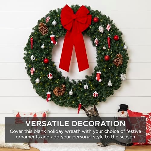 Best Choice Products 60in Large Artificial Pre-Lit Fir Christmas Wreath Holiday Accent Decoration w/ 300 LED Lights, 930 PVC Tips - Image 2