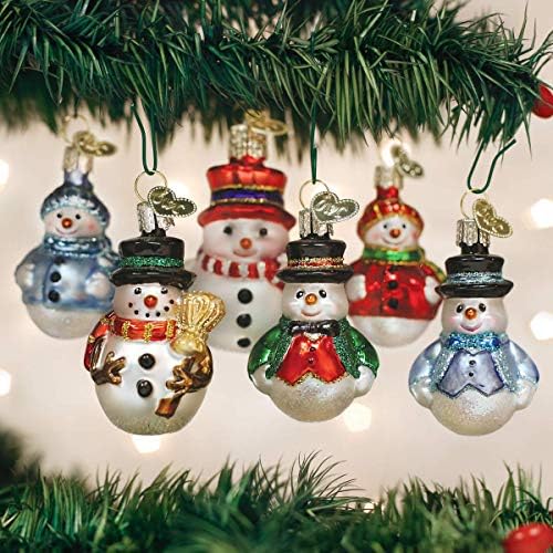 Old World Christmas Mini Snowman Set Glass Blown Ornament for Christmas Tree, Handcrafted Holiday Decoration, Set Collection - Image 2