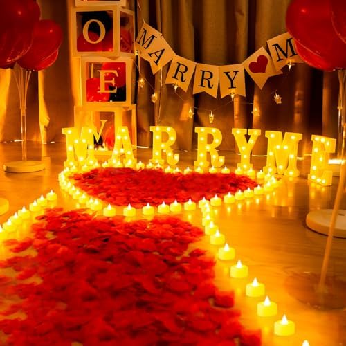 Homemory Marry ME Light Up Letters Proposal Decoration Kit with Tea Lights by Homemory