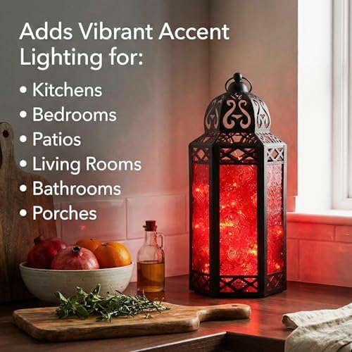 Vela Lanterns Decorative Indoor Red Fairy Light Candle Holder, L, 2-Pack - Image 4