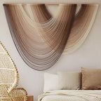 Macrame Wall Hanging Dip Dyed Large Boho Brown Fiber Wall Art 57"W*39"L - Image 3