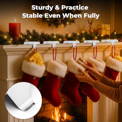 Stocking Holders for Mantle - Set 4, Metal Christmas Stocking Holder, Heavy Duty Stocking Holders with Non-Slip Protective Pad, Stocking Hangers for Mantel | TV Stand | Staircase | Dresser - Image 5