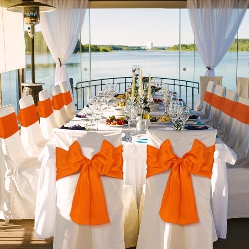 Bencailor 24 Pcs Orange Satin Table Runners Bulk, 12 x 108 Inch - Image 6